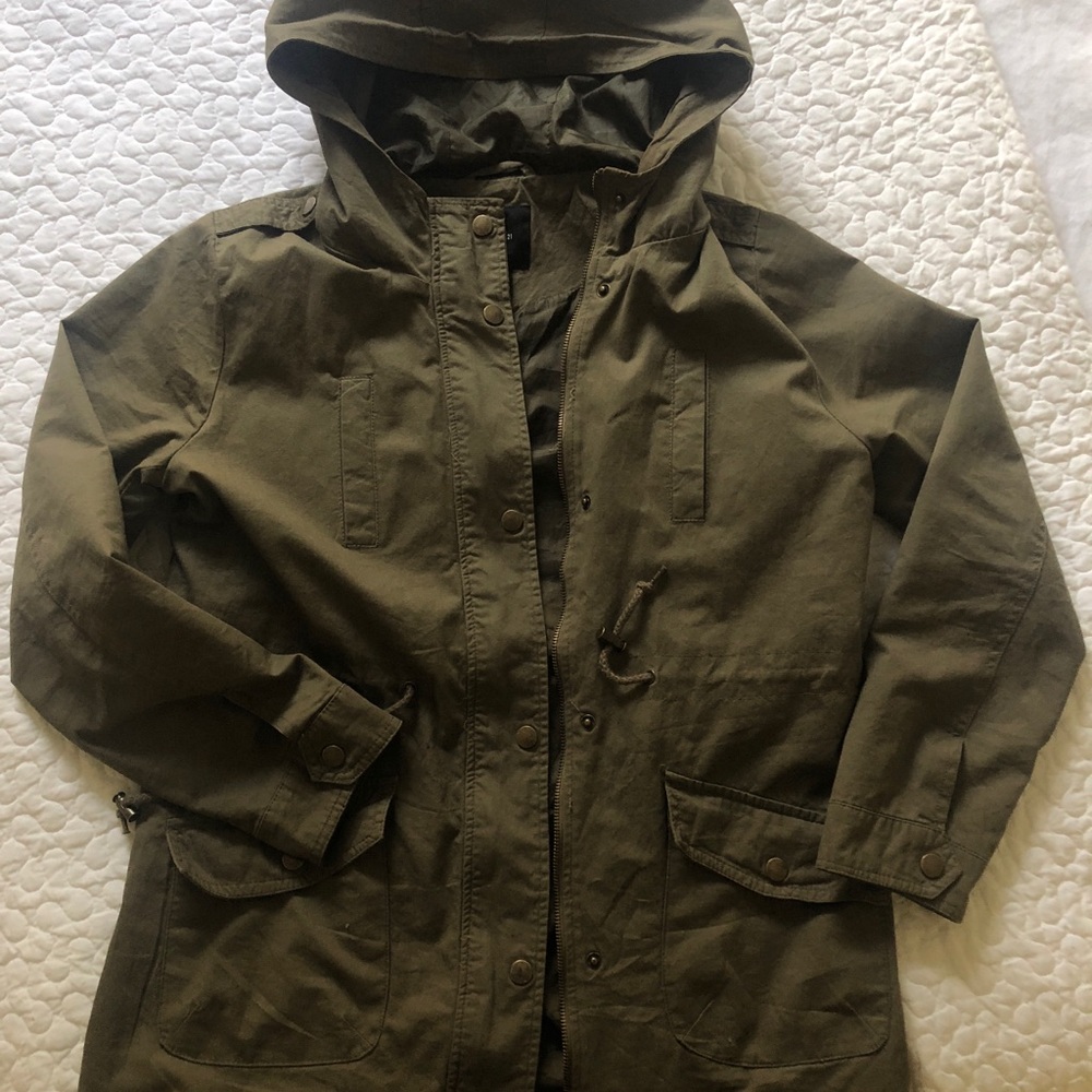 Army green zip up jacket